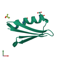 PDB entry 4oza coloured by chain, front view.