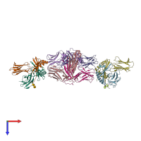 PDB entry 4ozg coloured by chain, top view.