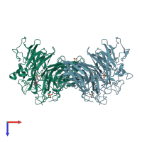 PDB entry 4p06 coloured by chain, top view.