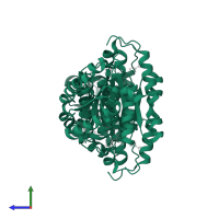 11-beta-hydroxysteroid dehydrogenase 1 in PDB entry 4p38, assembly 1, side view.