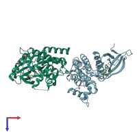 PDB entry 4p7e coloured by chain, top view.