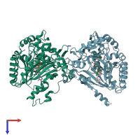 PDB entry 4p8n coloured by chain, top view.