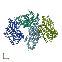 PDB entry 4pgn coloured by chain, front view.