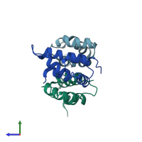 PDB entry 4ph1 coloured by chain, side view.