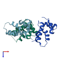 PDB entry 4ph1 coloured by chain, top view.