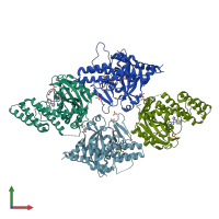 PDB entry 4pjt coloured by chain, front view.