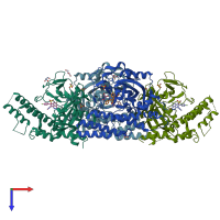 PDB entry 4pjt coloured by chain, top view.