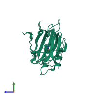 PDB entry 4pjy coloured by chain, side view.