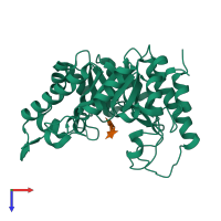 PDB entry 4pmd coloured by chain, top view.