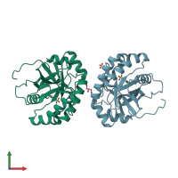 PDB entry 4pmn coloured by chain, front view.