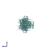 PDB entry 4pmw coloured by chain, side view.