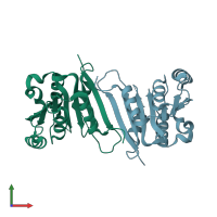 PDB entry 4pon coloured by chain, front view.