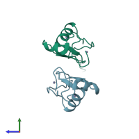 PDB entry 4ppe coloured by chain, side view.