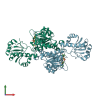 PDB entry 4prl coloured by chain, front view.