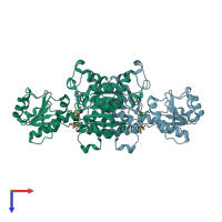 PDB entry 4prl coloured by chain, top view.