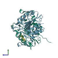 PDB entry 4ps0 coloured by chain, side view.