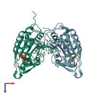 PDB entry 4ps0 coloured by chain, top view.