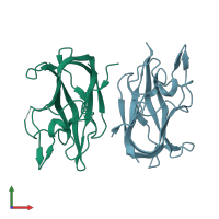 PDB entry 4pt6 coloured by chain, front view.