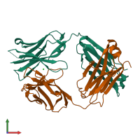 Hetero dimeric assembly 1 of PDB entry 4pub coloured by chemically distinct molecules, front view.