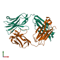 PDB entry 4pub coloured by chain, front view.