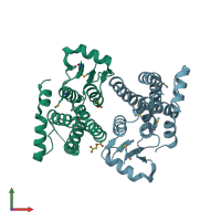PDB entry 4pur coloured by chain, front view.