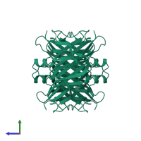 Transthyretin in PDB entry 4pvl, assembly 1, side view.