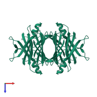 Transthyretin in PDB entry 4pvl, assembly 1, top view.