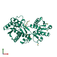 PDB entry 4pyr coloured by chain, front view.