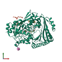 Monomeric assembly 4 of PDB entry 4pzf coloured by chemically distinct molecules, front view.