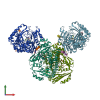 PDB entry 4pzf coloured by chain, front view.