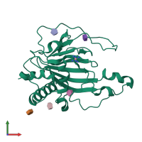 PDB entry 4q0v coloured by chain, front view.