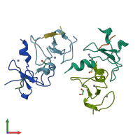 PDB entry 4q6f coloured by chain, front view.