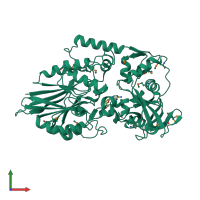 PDB entry 4q7f coloured by chain, front view.