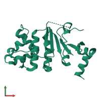 Monomeric assembly 1 of PDB entry 4q7k coloured by chemically distinct molecules, front view.