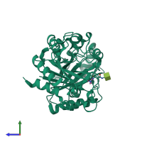 PDB entry 4q7n coloured by chain, side view.