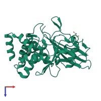 PDB entry 4qah coloured by chain, top view.