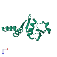 PDB entry 4qb0 coloured by chain, top view.