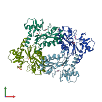 PDB entry 4qc9 coloured by chain, front view.