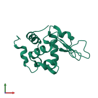 PDB entry 4qeq coloured by chain, front view.