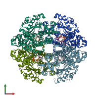 PDB entry 4qg4 coloured by chain, front view.