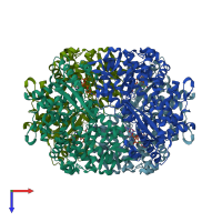 PDB entry 4qg4 coloured by chain, top view.