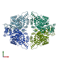 PDB entry 4qgc coloured by chain, front view.