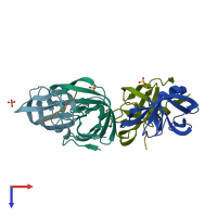 PDB entry 4qj7 coloured by chain, top view.