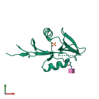 PDB entry 4qkg coloured by chain, front view.