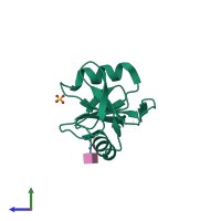 PDB entry 4qkg coloured by chain, side view.