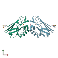 PDB entry 4qkt coloured by chain, front view.