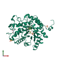 PDB entry 4qnw coloured by chain, front view.