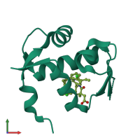 Monomeric assembly 1 of PDB entry 4qo4 coloured by chemically distinct molecules, front view.