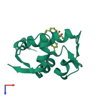 Monomeric assembly 1 of PDB entry 4qo4 coloured by chemically distinct molecules, top view.