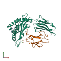 PDB entry 4qru coloured by chain, front view.